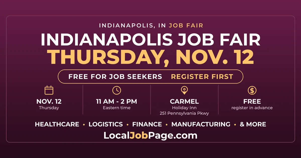 Indianapolis Job Fair Nov. 12: Free Hiring Event at the Holiday Inn in Carmel